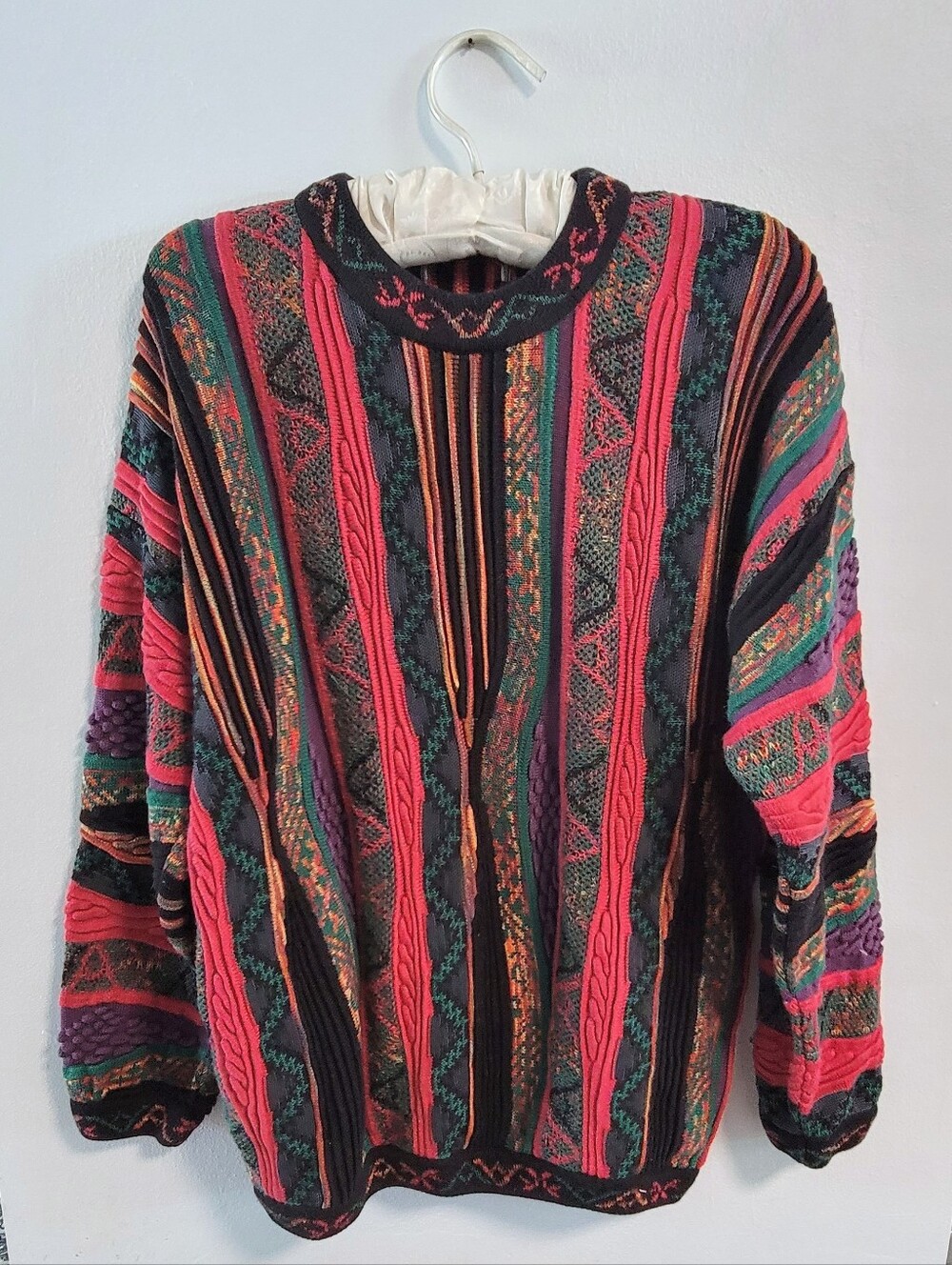 VTG 90s M 3D Art Texture Chunky Biggie Sweater Norm Thompson Tundra Coogi Style
